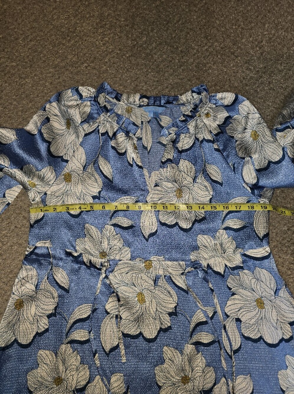 Draper James Blue Floral Dress with White Blossoms Size Small - Picture 7 of 9